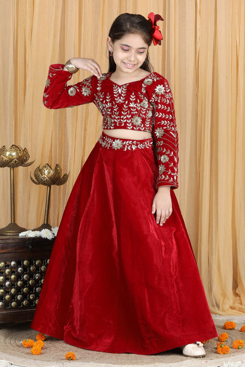 Pre-Order: Velvet with hand Embroidery on Blouse and Waist Belt