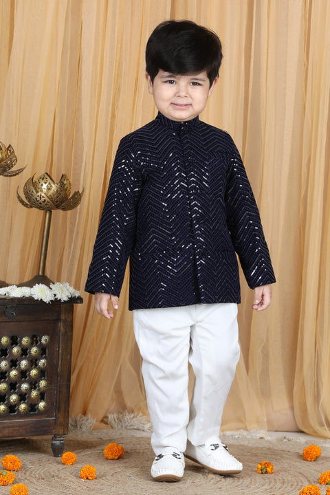 Pre-Order: Velvet Thread Embroidery Coat with Pants