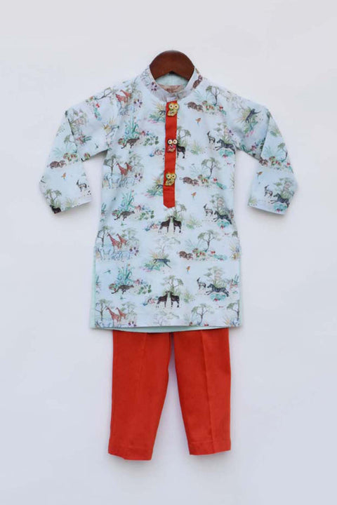 Pre-Order: Blue Printed Kurta with Pant