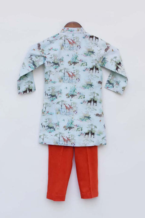 Pre-Order: Blue Printed Kurta with Pant