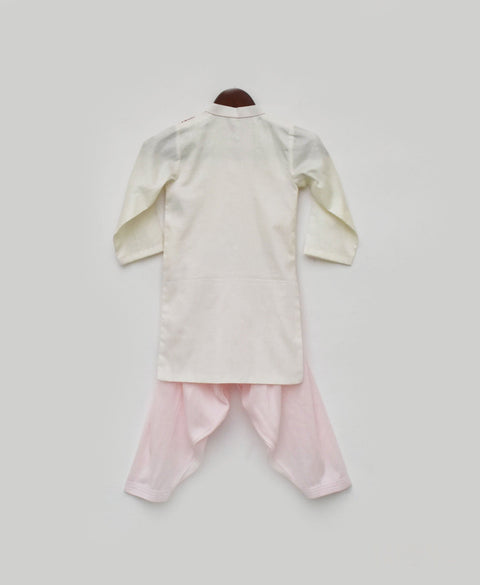 Pre Order: Off-White Kurta and Pink Salwar