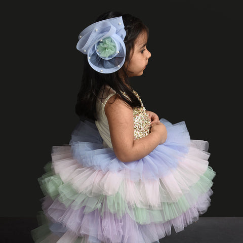 Pre-Order: Sequins Embroidered Hi-Low Gown