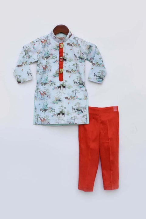 Pre-Order: Blue Printed Kurta with Pant