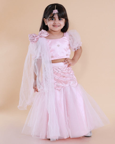 Pre-Order: Pink Mirror work Ghaghra Set with Dupatta