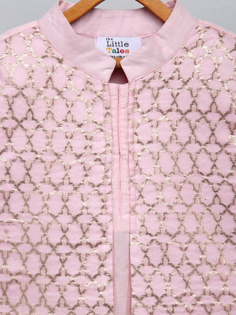 Pre-Order: Pastel Pink  kurta with Attached Jacket and Pajama