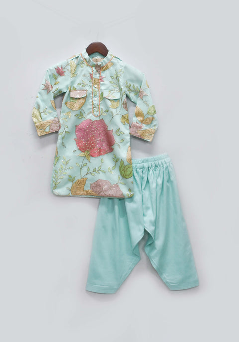 Pre-Order: Aqua Embroidery Kurta and Salwar