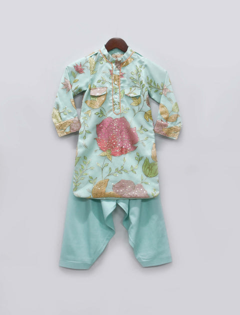 Pre-Order: Aqua Embroidery Kurta and Salwar