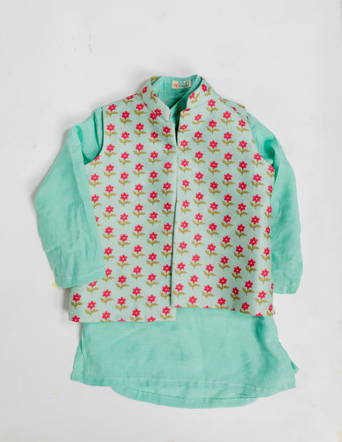 Pre-Order: Small Butti Printed Kurti Jacket Set