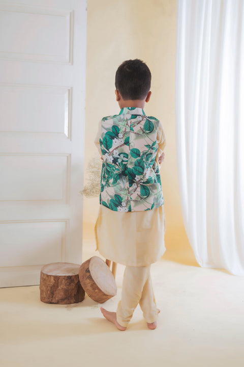 Pre-Order: Bold Leaf Nehru Kurta and Churidar Set