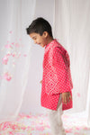 Pre-Order: Pink Bandhej Kurta Nehru Jacket Set