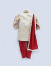 Pre-Order: Beige Embroidery Ajkan with Red Churidar