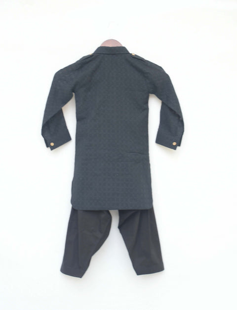 Pre-Order: Black Self Kurta with Salwar