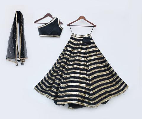 Pre Order:  Black Sequins Lehenga and Choli with Dupatta