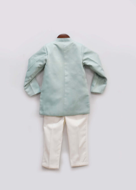 Pre-Order: Blue Silk Band Gala with Off White Pant