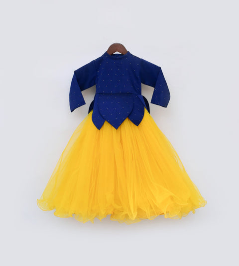 Pre-Order: Blue and Yellow Net Gown