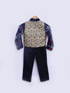 Pre-Order: Brocade Waist Coat with Blue Check Shirt and Black Pant