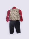 Pre-Order: Brocade Waist Coat with Red Printed Shirt and Black Pant