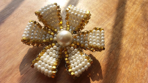 Pre-Order:  White/Gold Pearl Embellished Pin