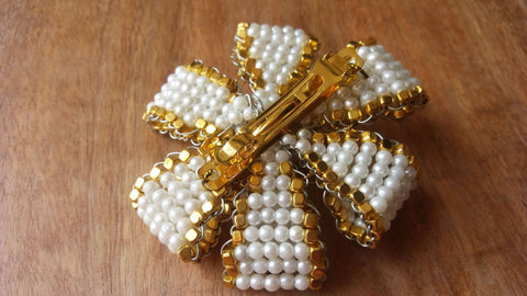Pre-Order:  White/Gold Pearl Embellished Pin