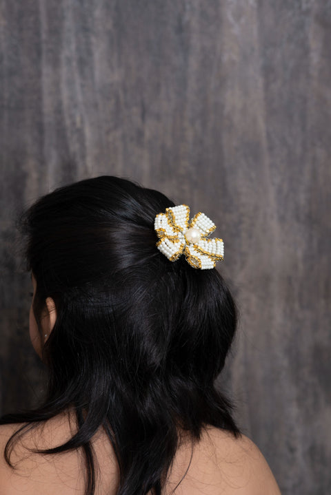 Pre-Order:  White/Gold Pearl Embellished Pin