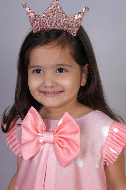 Pre-Order: Peach Polka Bow Dress