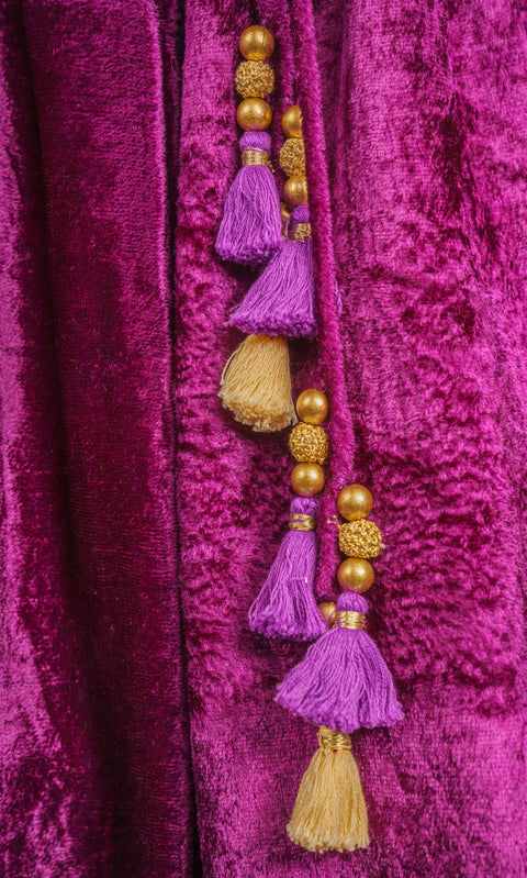 Pre-Order:  Floral Sequin Work Purple Velvet Top With Lehenga