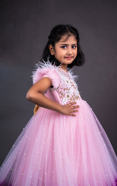 Pre-Order: Pink/Purple Shaded Gown with Pearl all over