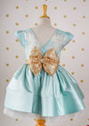 Pre-Order: Blue Flower Dress with Golden Bow