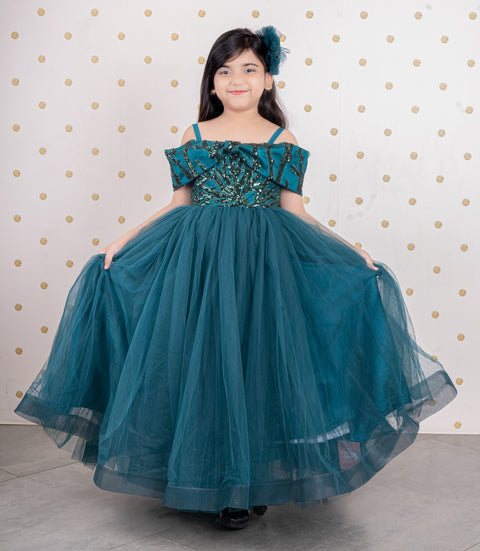 Pre-Order: Turquoise Off-Shoulder Gown