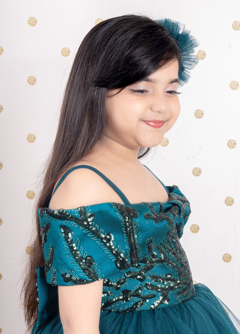 Pre-Order: Turquoise Off-Shoulder Gown