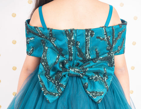 Pre-Order: Turquoise Off-Shoulder Gown
