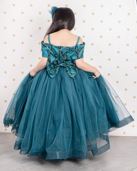 Pre-Order: Turquoise Off-Shoulder Gown
