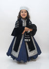 Pre-Order: Blue Velvet Mirror Work Long Jacket with Gown