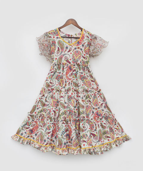 Pre Order: Off-White Floral Print Dress