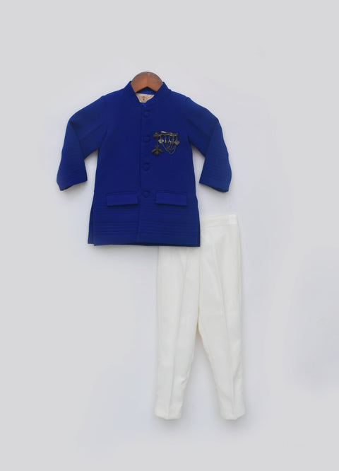 Pre Order: Blue Bandgala and Off white Pant