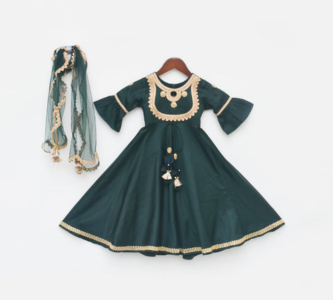 Pre Order: Green Silk Anarkali