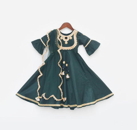 Pre Order: Green Silk Anarkali