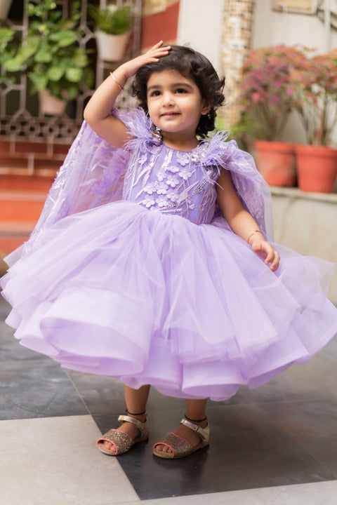 Pre-Order: Purple 3D cap dress