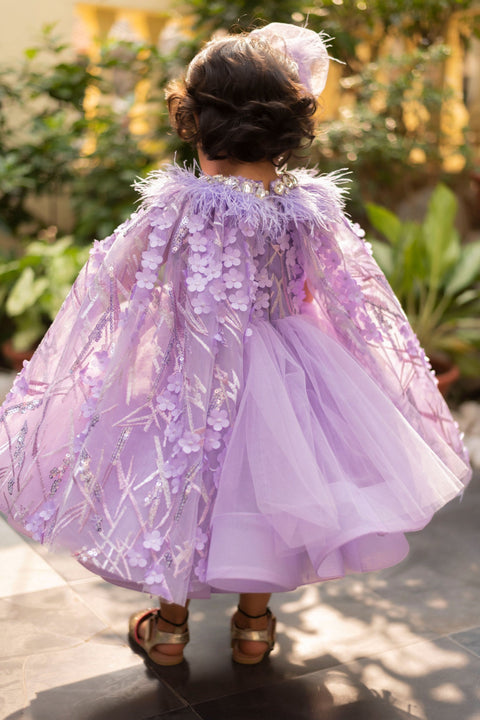 Pre-Order: Purple 3D cap dress