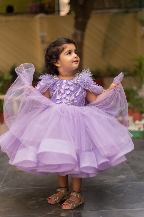 Pre-Order: Purple 3D cap dress