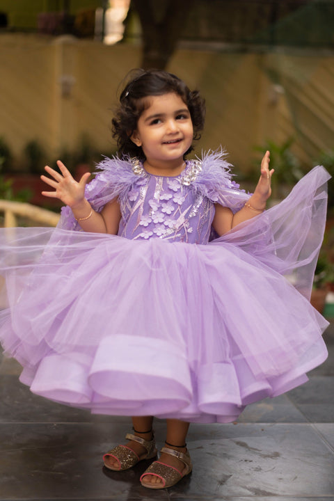 Pre-Order: Purple 3D cap dress