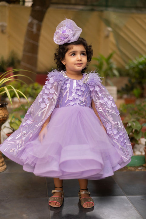 Pre-Order: Purple 3D cap dress