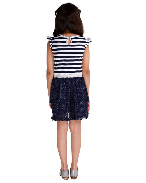 Stripe Top Dress with Silver Dot Skirt