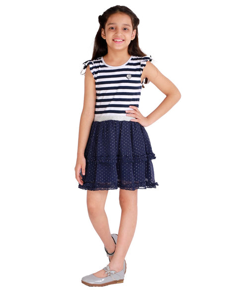 Stripe Top Dress with Silver Dot Skirt