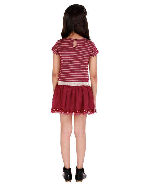 Striped Lurex Top Part with Tulle Skirt