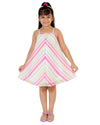 Printed Lurex Stripe Chiffon Fully Lined Dress