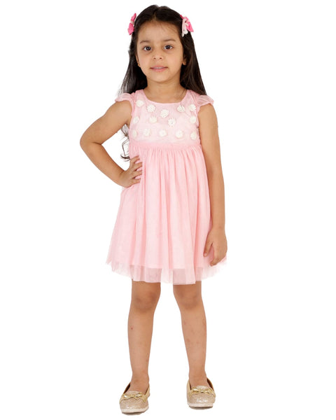 Tulle Double Layered Dress with Flower Highlighting