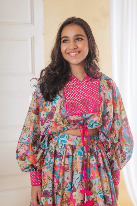 Pre-Order: Floral Drawstring Ghaghra Set