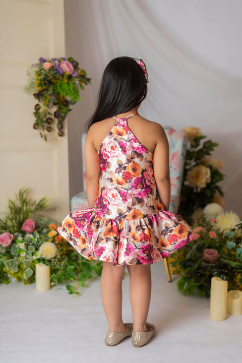 Pre-Order: Floral Print Halter Neck Dress