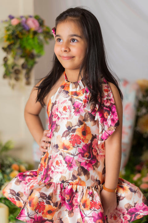 Pre-Order: Floral Print Halter Neck Dress